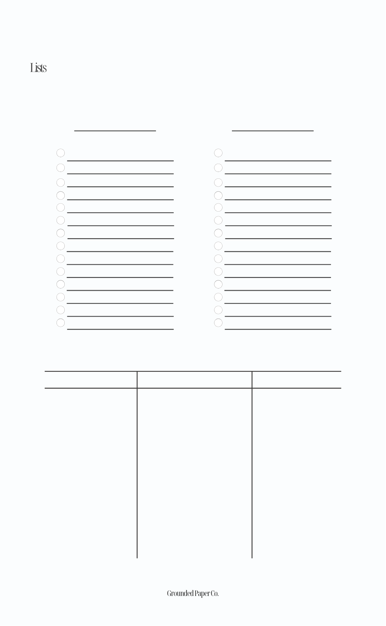 1 Month Weekly Focus Inserts | Horizontal | Monday Start