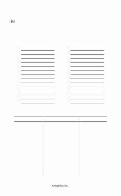 1 Month Weekly Focus Inserts | Horizontal | Monday Start