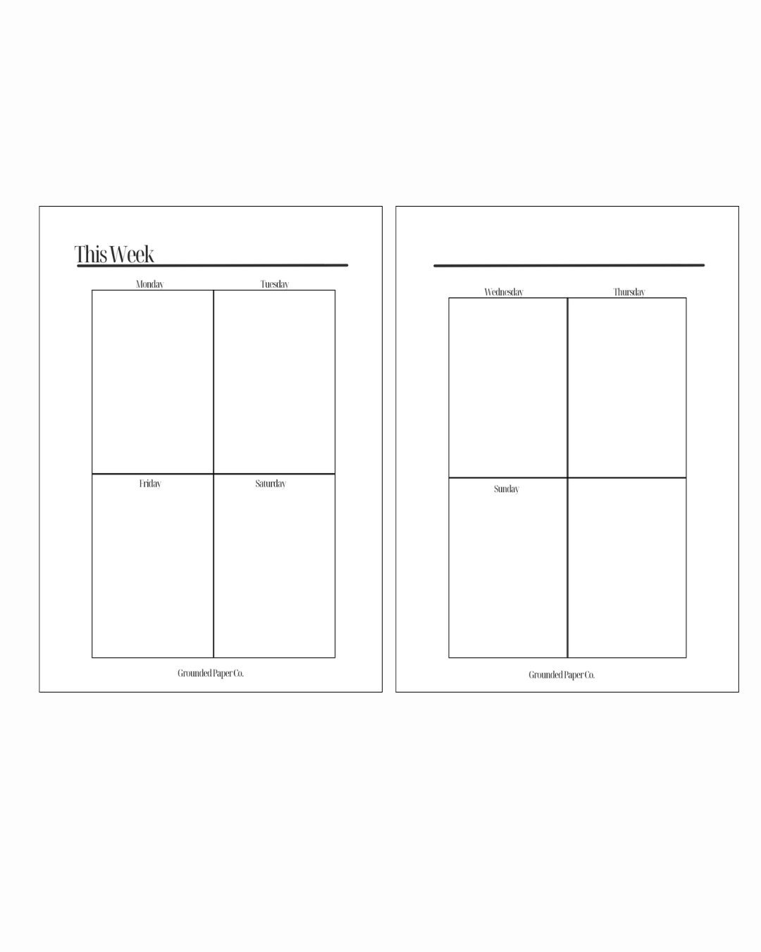 1 Month Weekly Rhythm Inserts | Vertical | Monday Start