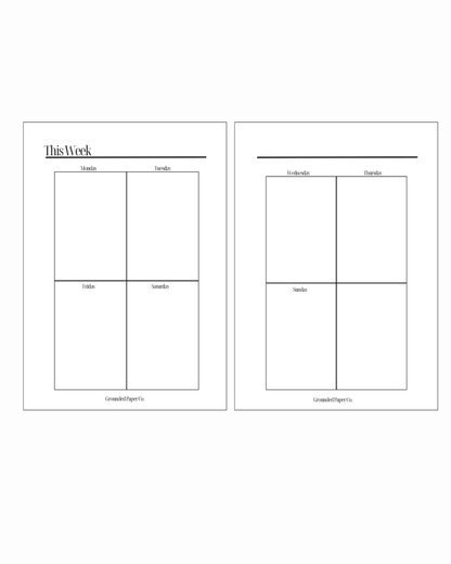 1 Month Weekly Rhythm Inserts | Vertical | Monday Start